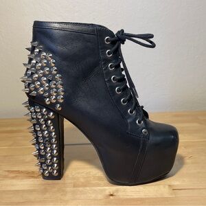 Jeffrey Campbell Havana Lita spiked platform booties size 7M black silver spikes
